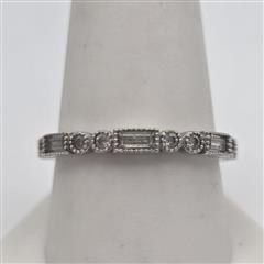 925 Sterling Silver Round & Baguette CZ Eternity Stacking Ring Band Size 10.25